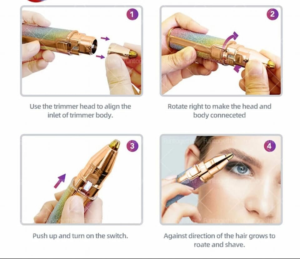 Rechargeable Flawless 2 in 1 Eye Brow And Facial Hair Remover Machine,