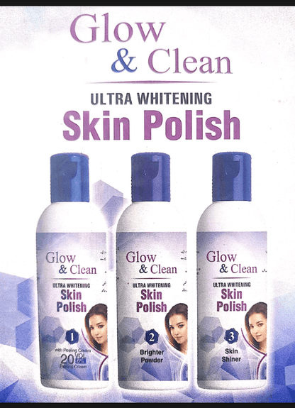 Glow and Clean Skin Polish ( Peeling Cream, Brighter Powder & Skin Shiner )