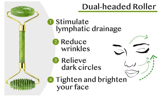 3 in 1 Jade Roller and Gua Sha Scraper Set