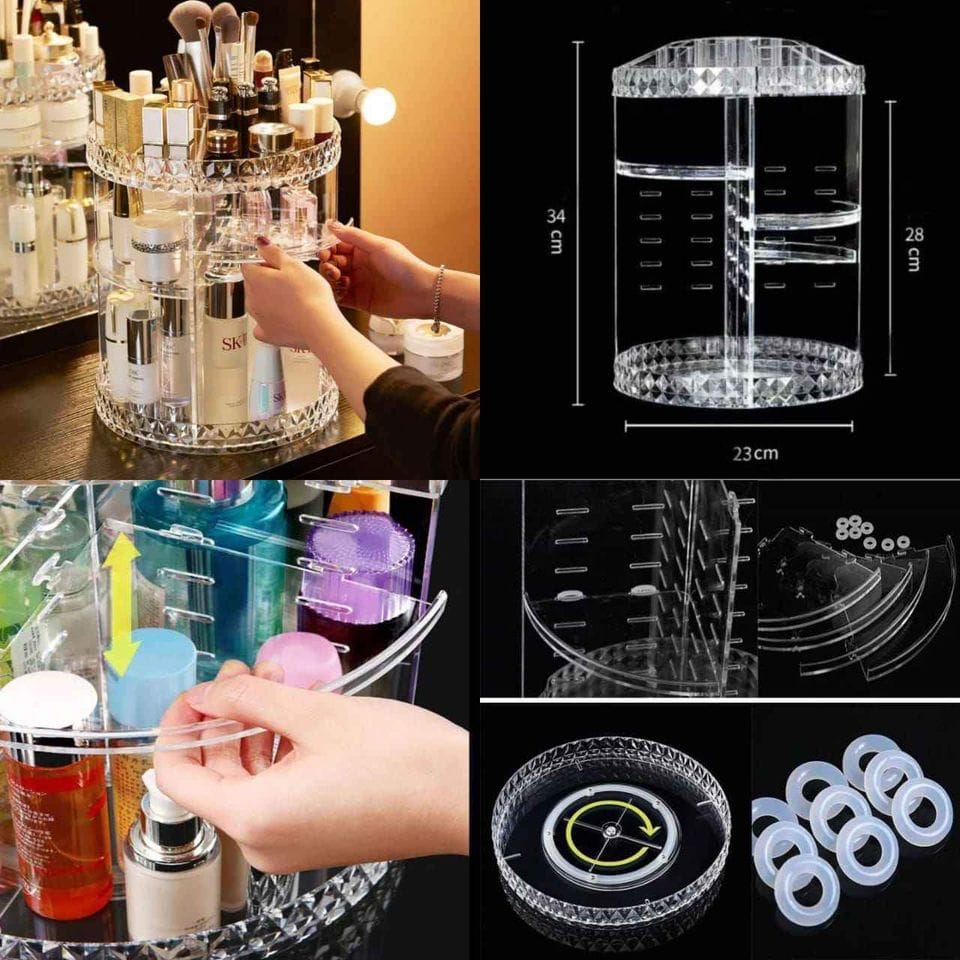 Diamond Cut Design 360° Rotating Cosmetic Organize