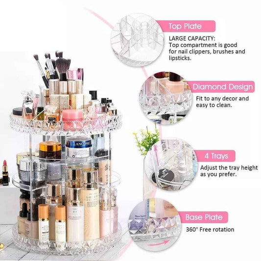 Diamond Cut Design 360° Rotating Cosmetic Organize
