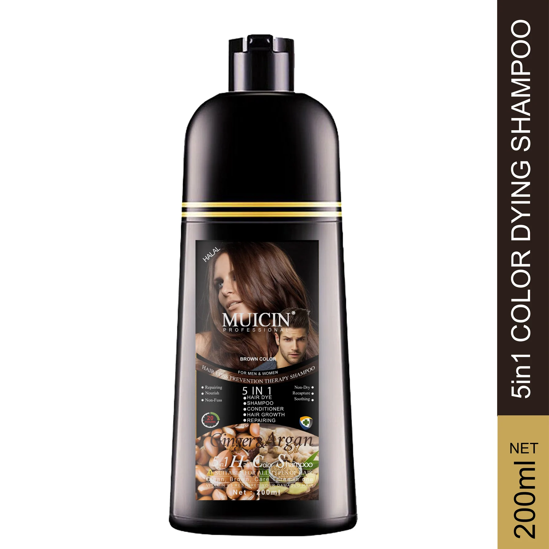 MUICIN - 5 in 1 Hair Color Shampoo With Ginger & Argan Oil - Image 4
