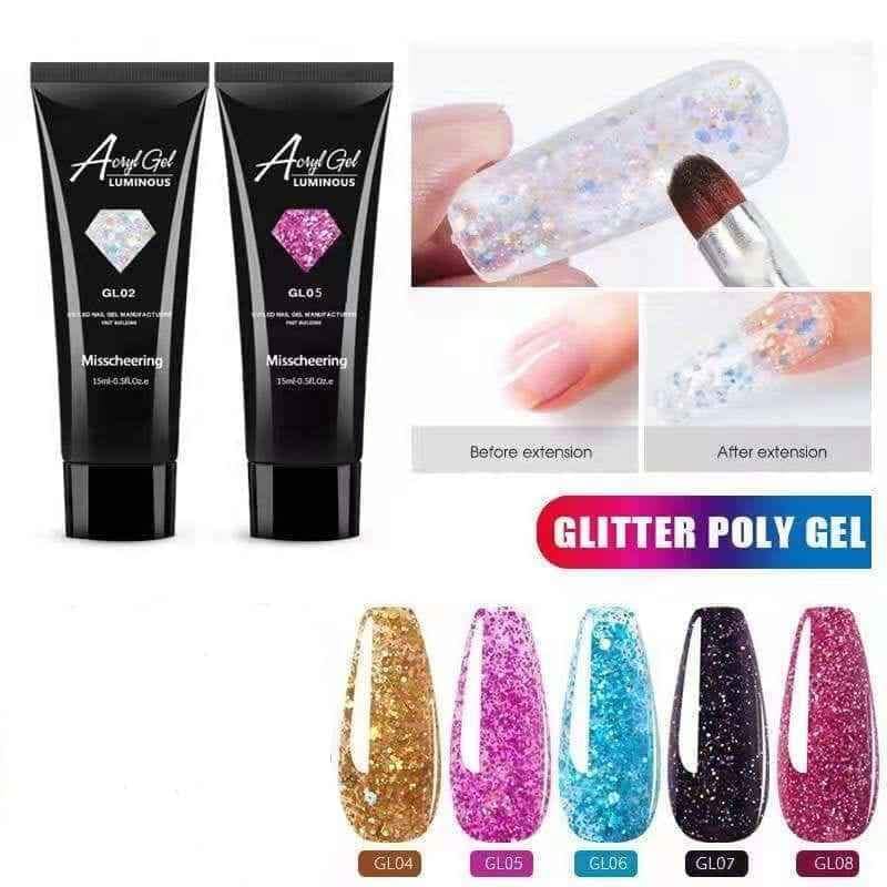 GLITTER Poly Gel PACK OF 5